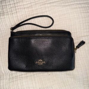 Coach Black Leather Wristlet